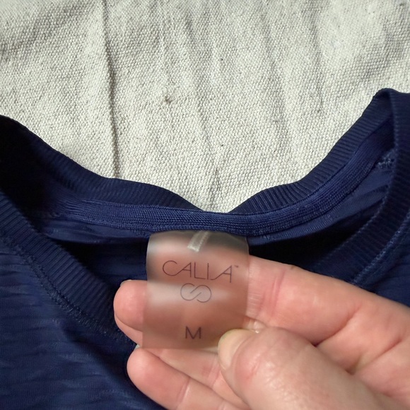 Calia Carrie Underwood Long Sleeve Navy Ribbed Athleisure Workout Top Medium - Picture 3 of 8